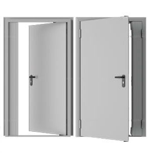 Дверь DoorHan/1850/2050/Противопож.EI60/двухств./глухая/глад./глад./RAL7035/лев./угл. рама, DPG60/1850/2050/7035/L/N